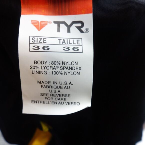 NEW TYR Male Competition Alliance Splice Racer Brief Swimsuit Black Gold Size 36 - Picture 6 of 9